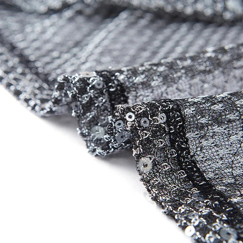 details of Silver Catch Light Sequin Mesh Tank - pridevoyageshop.com - gay men's fashion, clubwear, party outfit