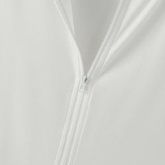 details of The Big Reveal Zip Tank in White laid flat showing zip front structure and stretch athletic fabric pridevoyageshopcom gay mens gym tank tops mesh tank tops activewear club tops fashion tops