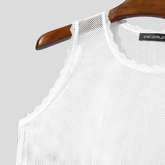 details of The Parlor Boy Lace Tank – pridevoyageshopcom – gay mens clubwear mesh tanks crop tops fashion tops partywear activewear