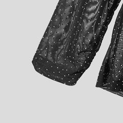 details of Twinkle Twunk Mesh Long Sleeve Black color sheer sparkle mesh long sleeve top displayed flat pridevoyageshopcom gay mens gym tank tops mesh tank tops clubwear fashion tops and activewear