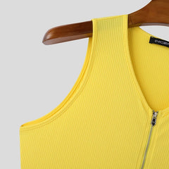 details of Unlocked Ribbed Zip Tank - pridevoyageshop.com - gay men's fashion, clubwear, party outfit