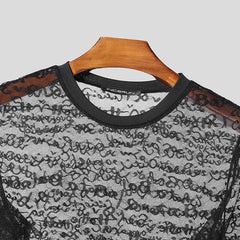 details of Velvet Rumor Script Long Mesh Sleeve - pridevoyageshop.com - gay men’s harness, lingerie and fetish wear