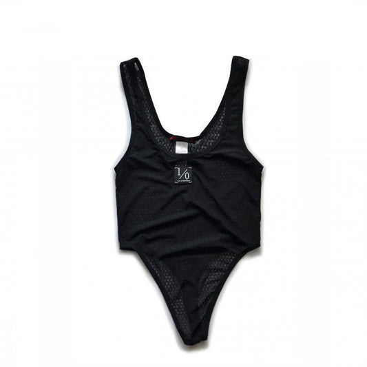 details of black Contender 1/0 Mesh Bodysuit – pridevoyageshop.com – gay men’s harness, lingerie and fetish wear
