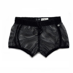 details of black DM Men’s Trade Bait See-Thru Mesh Shorts – pridevoyageshop.com – gay men’s sexy swim briefs, trunks, board shorts, and bikinis