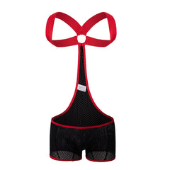 details of black Hookup Mesh Harness Singlet – pridevoyageshop.com – gay men’s harness, lingerie and fetish wear