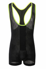 details of black Men’s Adrenaline Neon-Trim Wave Singlet – pridevoyageshop.com – gay men’s harness, lingerie and fetish wear