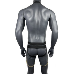 details of black Men’s After Dark Gold-Chain Harness & Garter Set – pridevoyageshop.com – gay men’s harness, lingerie and fetish wear