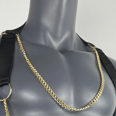 details of black Men’s After Dark Gold-Chain Harness & Garter Set – pridevoyageshop.com – gay men’s harness, lingerie and fetish wear