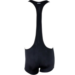 details of black Men’s Bare Minimum Singlet – pridevoyageshop.com – gay men’s harness, lingerie and fetish wear