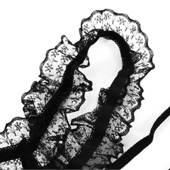 details of black Men’s Boudoir Lace G-String – pridevoyageshop.com – gay men’s harness, lingerie and fetish wear