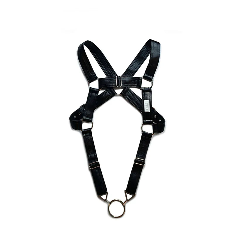 details of black Men’s Enforcer Bulldog Harness – pridevoyageshop.com – gay men’s harness, lingerie and fetish wear