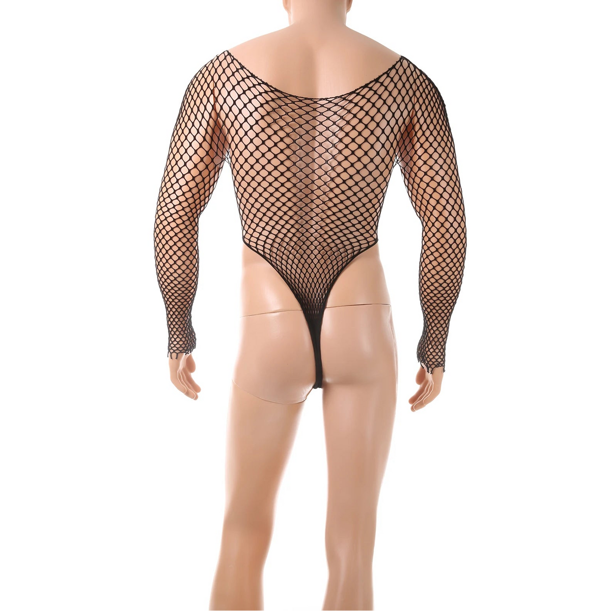 details of black Men’s Ensnare Fishnet Thong Bodysuit – pridevoyageshop.com – gay men’s harness, lingerie and fetish wear