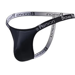 details of black Men’s Folsom Night PU Leather Swim Bikini Thong – pridevoyageshop.com – gay men’s sexy swim briefs, trunks, board shorts, and bikinis