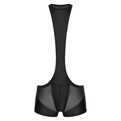 details of black Men’s Glimpse Cutout Mesh Singlet – pridevoyageshop.com – gay men’s harness, lingerie and fetish wear