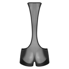 details of black Men’s Glimpse Cutout Mesh Singlet – pridevoyageshop.com – gay men’s harness, lingerie and fetish wear