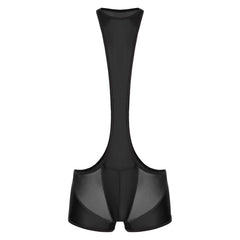 details of black Men’s Glimpse Cutout Mesh Singlet – pridevoyageshop.com – gay men’s harness, lingerie and fetish wear