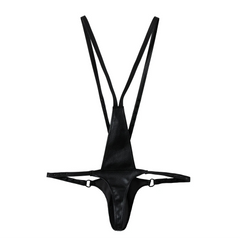 details of black Men’s Lockdown Suspender Jock Singlet – pridevoyageshop.com – gay men’s harness, lingerie and fetish wear
