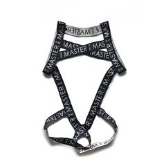 details of black Men’s Masterclass Bondage Harness – pridevoyageshop.com – gay men’s harness, lingerie and fetish wear