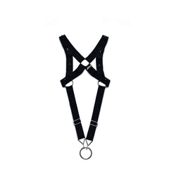 details of black Men’s Menace Spiked Harness – pridevoyageshop.com – gay men’s harness, lingerie and fetish wear