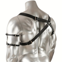 details of black Men’s Praetorian Gladiator Harness – pridevoyageshop.com – gay men’s harness, lingerie and fetish wear