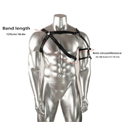 details of black Men’s Praetorian Gladiator Harness – pridevoyageshop.com – gay men’s harness, lingerie and fetish wear