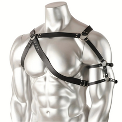 details of black Men’s Praetorian Gladiator Harness – pridevoyageshop.com – gay men’s harness, lingerie and fetish wear