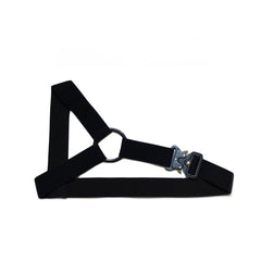 details of black Men’s Trigger Quick-Release Chest Harness – pridevoyageshop.com – gay men’s harness, lingerie and fetish wear