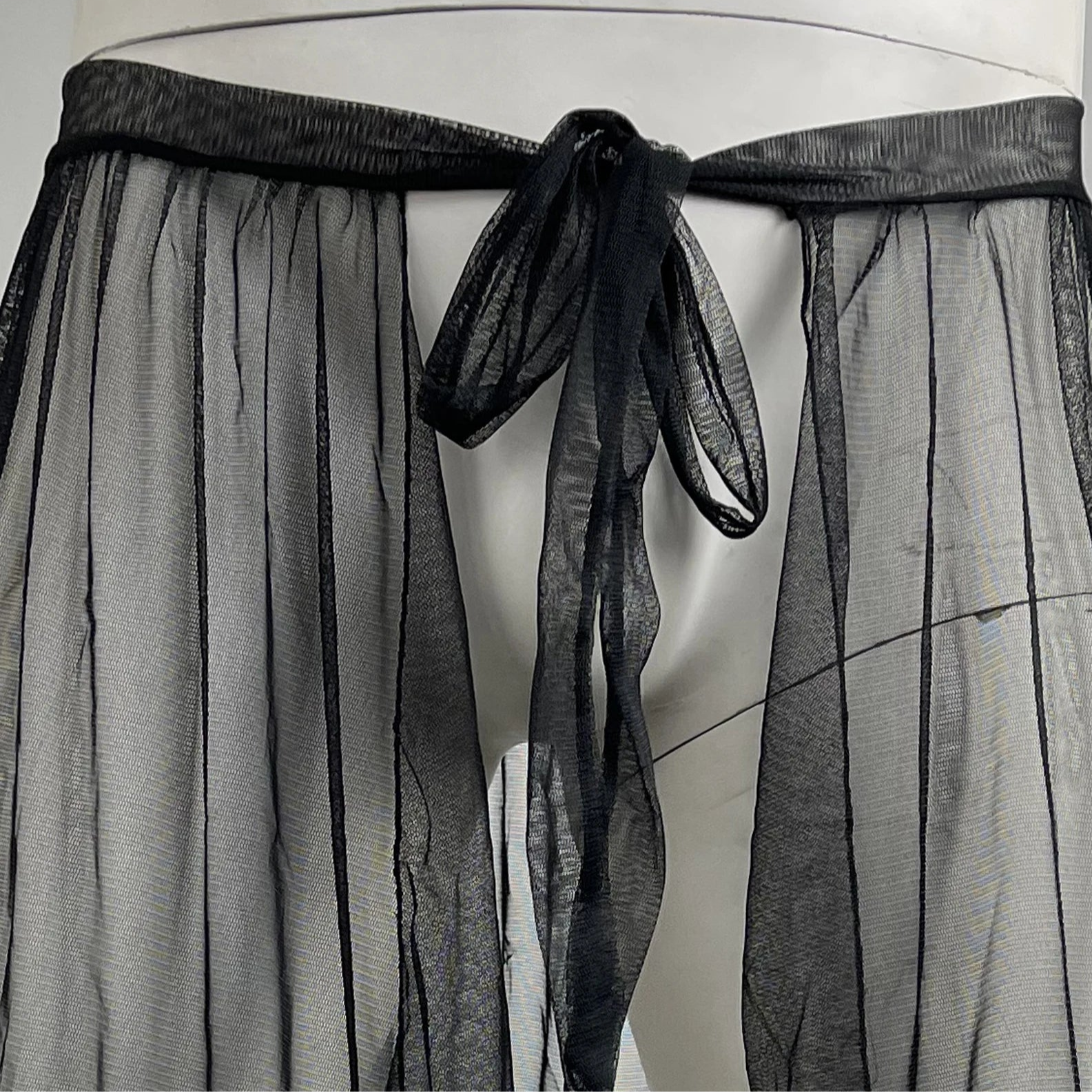 details of black Men’s Whisper Sheer Sarong – pridevoyageshop.com – gay men’s sexy swim briefs, trunks, board shorts, and bikinis