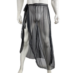 details of black Men’s Whisper Sheer Sarong – pridevoyageshop.com – gay men’s sexy swim briefs, trunks, board shorts, and bikinis