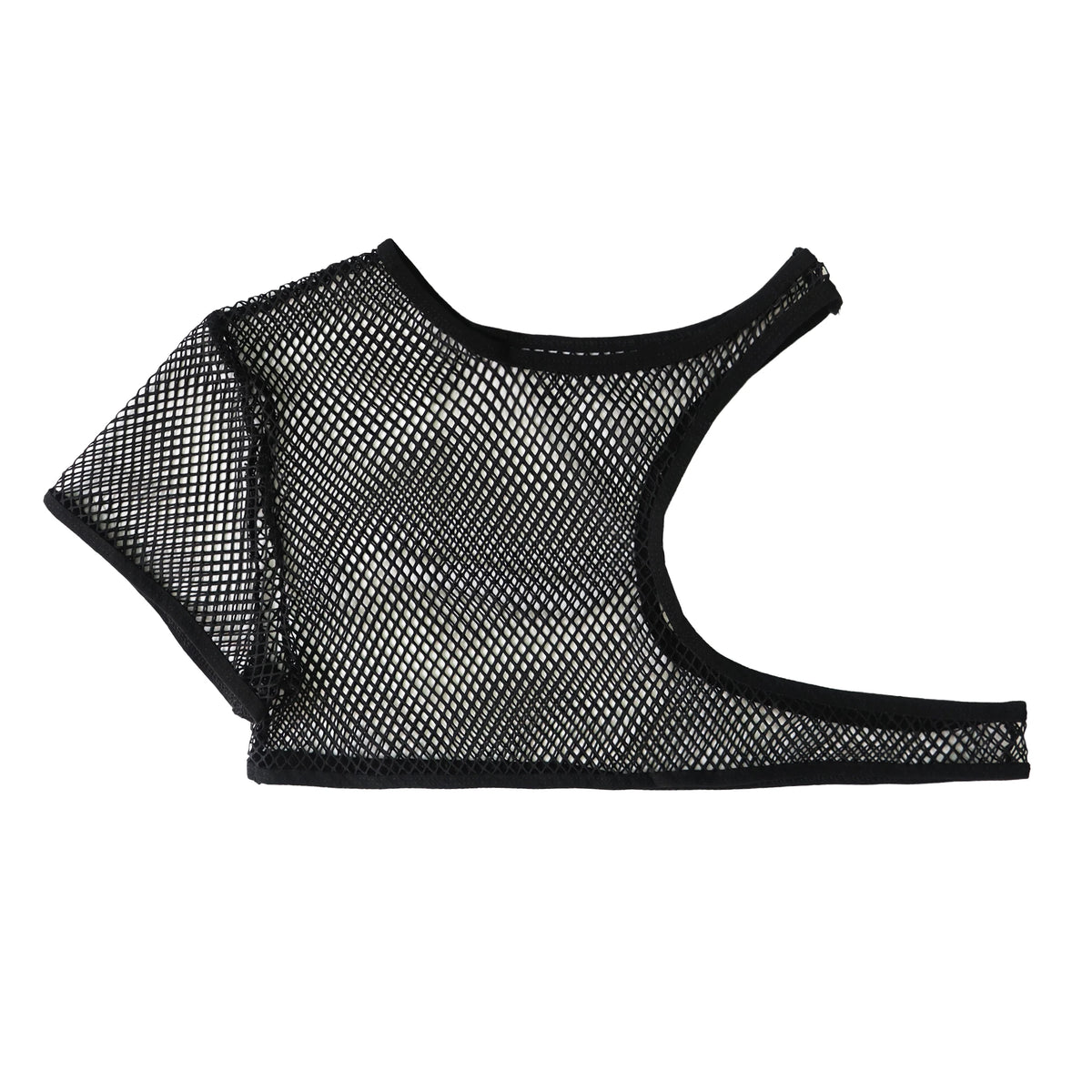 details of black Pecs Hooker Mesh Shrug - pridevoyageshop.com - gay men’s harness, lingerie and fetish wear