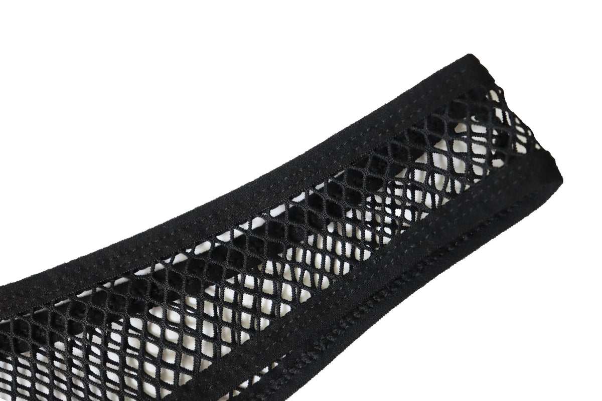 details of black Pecs Hooker Mesh Shrug - pridevoyageshop.com - gay men’s harness, lingerie and fetish wear