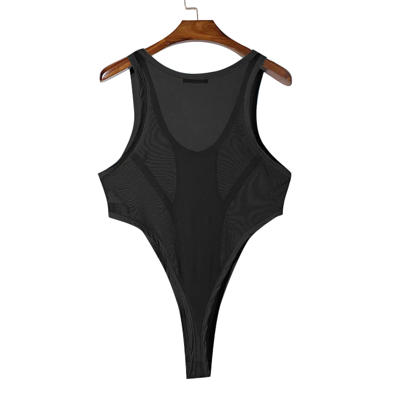 details of black South Beach Deco Sheer Leotard – pridevoyageshop.com – gay men’s harness, lingerie and fetish wear