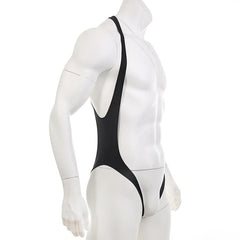 details of black The Rigging Sling Singlet – pridevoyageshop.com – gay men’s harness, lingerie and fetish wear