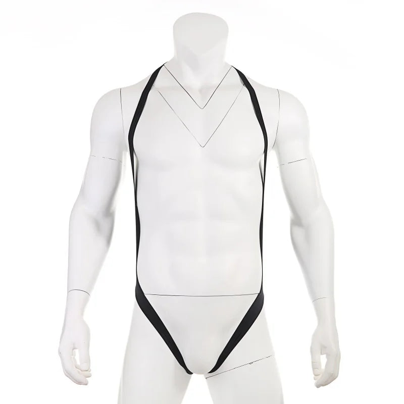 details of black The Rigging Sling Singlet – pridevoyageshop.com – gay men’s harness, lingerie and fetish wear