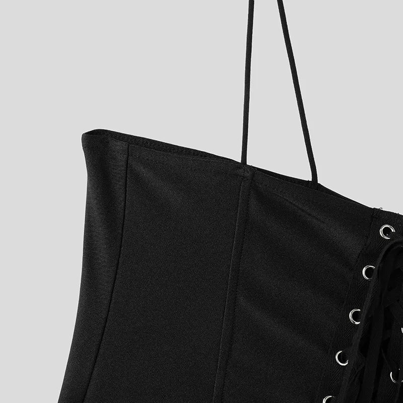 details of black Thirst Agenda Lace Corset Top - pridevoyageshop.com - gay men’s harness, lingerie and fetish wear