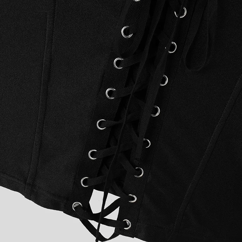 details of black Thirst Agenda Lace Corset Top - pridevoyageshop.com - gay men’s harness, lingerie and fetish wear