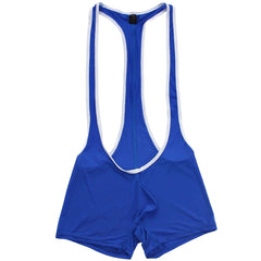 details of blue Men’s Bare Minimum Singlet – pridevoyageshop.com – gay men’s harness, lingerie and fetish wear