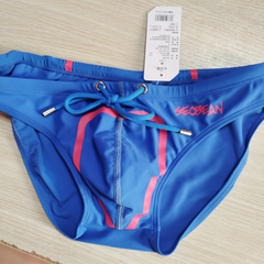 details of blue Men’s Bold Bulge Wave Swim Briefs - pridevoyageshop.com - gay men’s sexy swim briefs, trunks, board shorts, and bikinis