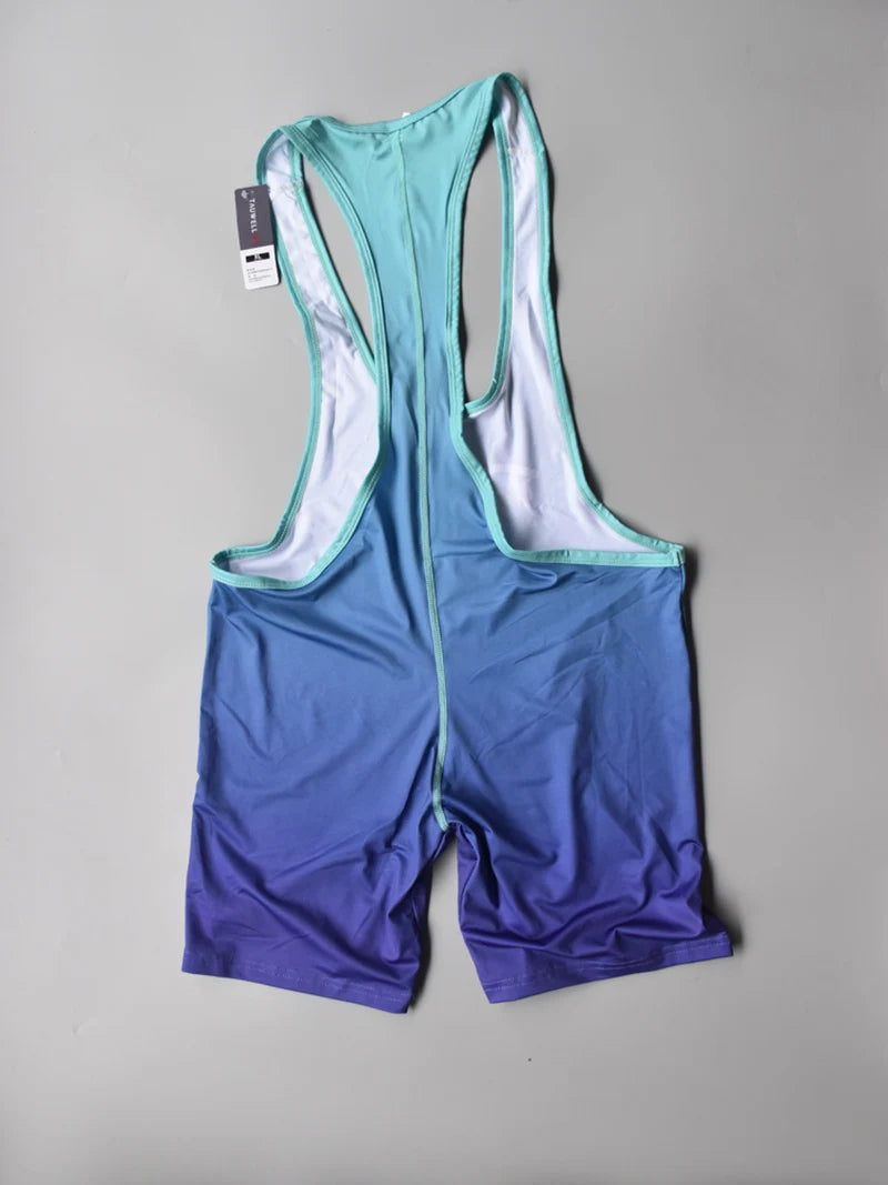 details of blue Men’s Fever Dream Ombré Singlet – pridevoyageshop.com – gay men’s harness, lingerie and fetish wear