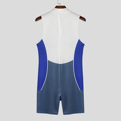 details of blue Men’s Legacy 23 Varsity Zip Bodysuit – pridevoyageshop.com – gay men’s harness, lingerie and fetish wear