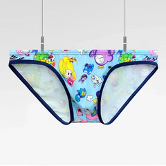 details of blue Men’s Toon Riot Swim Bikini Briefs – pridevoyageshop.com – gay men’s sexy swim briefs, trunks, board shorts, and bikinis