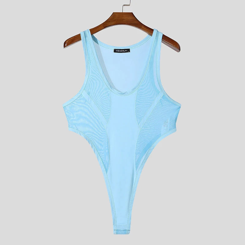 details of blue South Beach Deco Sheer Leotard – pridevoyageshop.com – gay men’s harness, lingerie and fetish wear