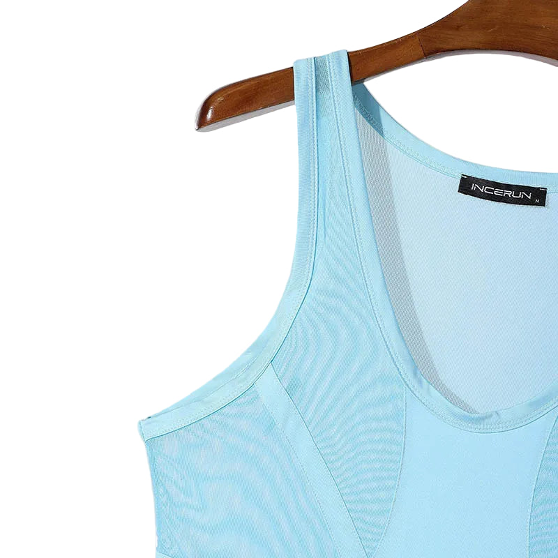 details of blue South Beach Deco Sheer Leotard – pridevoyageshop.com – gay men’s harness, lingerie and fetish wear