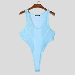 details of blue South Beach Deco Sheer Leotard – pridevoyageshop.com – gay men’s harness, lingerie and fetish wear