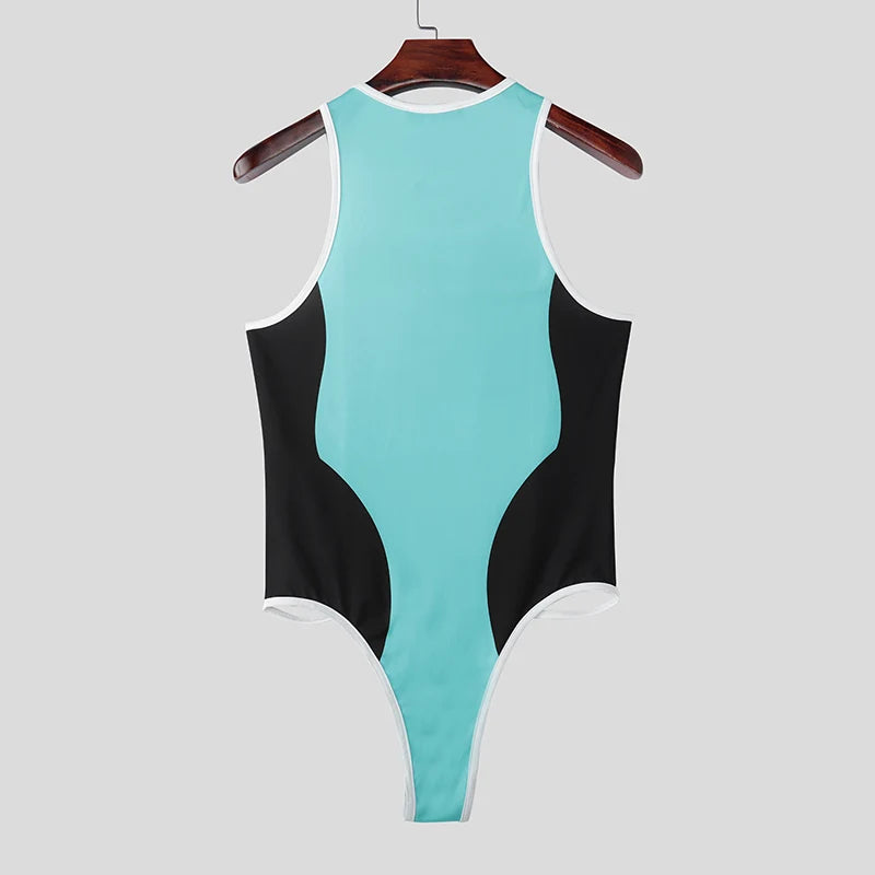 details of blue The Roster Cut Varsity Bodysuit – pridevoyageshop.com – gay men’s harness, lingerie and fetish wear