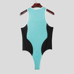 details of blue The Roster Cut Varsity Bodysuit – pridevoyageshop.com – gay men’s harness, lingerie and fetish wear