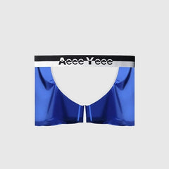 details of blue boxer Men’s Outlaw Open-Back Chaps Boxer Briefs – pridevoyageshop.com – gay men’s sexy swim briefs, trunks, board shorts, and bikinis