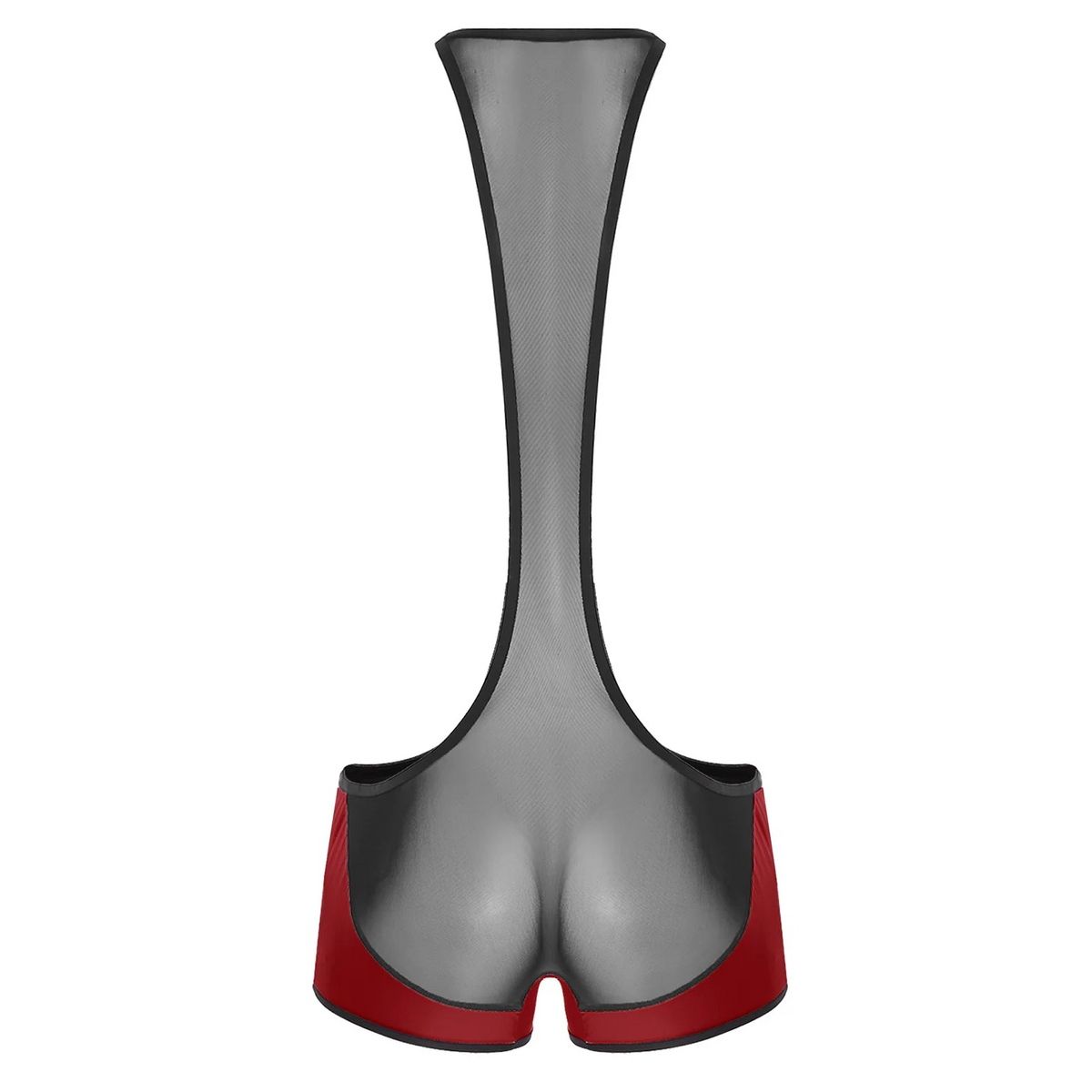 details of burgundy Men’s Glimpse Cutout Mesh Singlet – pridevoyageshop.com – gay men’s harness, lingerie and fetish wear