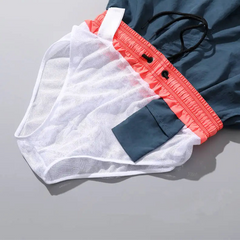 details of dark blue Desmiit Men’s Circuit Signal Swim Short – pridevoyageshop.com – gay men’s sexy swim briefs, trunks, board shorts, and bikinis