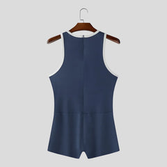 details of dark blue Men’s Ace Contrast-Trim Bodysuit – pridevoyageshop.com – gay men’s harness, lingerie and fetish wear